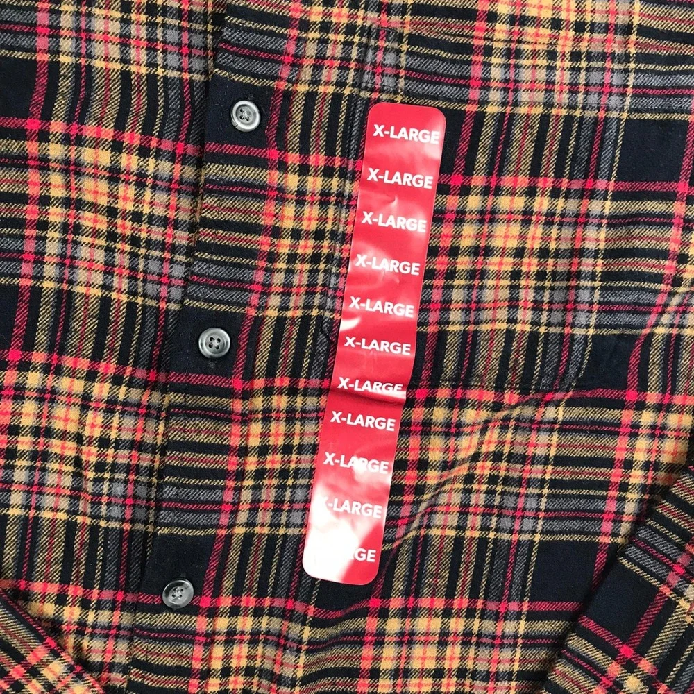 Eddie‎ Bauer Long Sleeve Flannel Shirt Mens XL Night Sky Ohio Plaid Cotton NWT